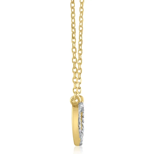 Diamond Accent Heart Necklace In 14K Yellow Gold