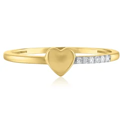 Diamond Accent Heart Ring In 14K Yellow Gold