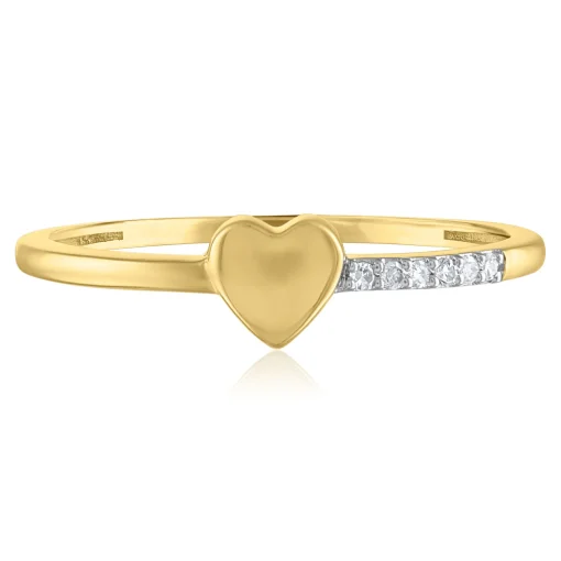 Diamond Accent Heart Ring In 14K Yellow Gold