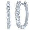 Diamond Accent Hoop Earrings In Sterling Silver