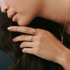 Diamond Accent Line Ring In 14K Yellow Gold