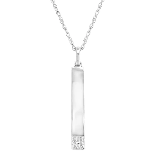 Diamond Accent Long Stick Pendant In 10K White Gold
