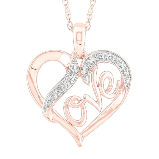 Diamond Accent Love Heart Pendant In 10K Rose Gold