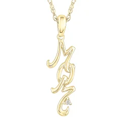 Diamond Accent Mom Pendant In 10K Yellow Gold