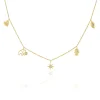 Diamond Accent Multi-Charm Necklace In 10K Yellow Gold