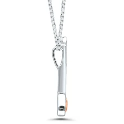 Diamond Accent Music Note Pendant In Sterling Silver And 14K Rose Gold