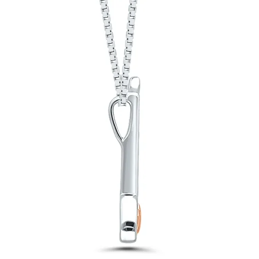 Diamond Accent Music Note Pendant In Sterling Silver And 14K Rose Gold