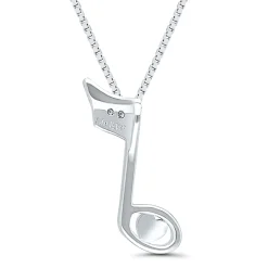Diamond Accent Music Note Pendant In Sterling Silver And 14K Rose Gold
