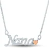 Diamond Accent Nana Necklace In Sterling Silver And 14K Rose Gold