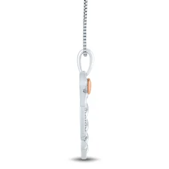Diamond Accent Nurse Caduceus Pendant In Sterling Silver And 14K Rose Gold