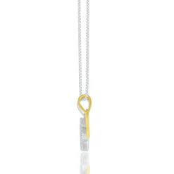 Diamond Accent Paw Heart Pendant In Sterling Silver And 10K Yellow Gold