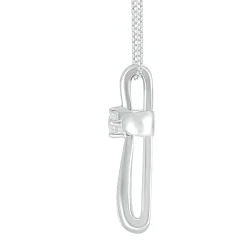 Diamond Accent Puff Cross Pendant In Sterling Silver