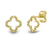 Diamond Accent Quatrefoil Stud Earrings In 14K Yellow Gold