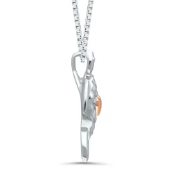 Diamond Accent Sea Turtle Pendant In Sterling Silver And 14 Rose Gold