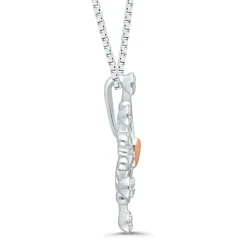 Diamond Accent Snowflake Pendant In Sterling Silver And 14K Rose Gold