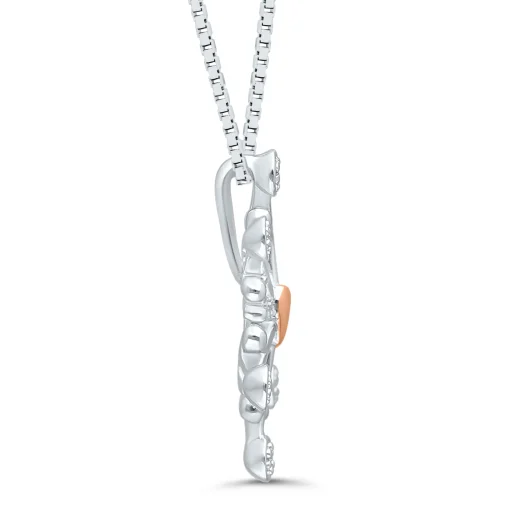 Diamond Accent Snowflake Pendant In Sterling Silver And 14K Rose Gold
