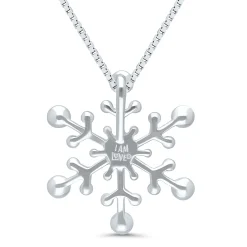 Diamond Accent Snowflake Pendant In Sterling Silver And 14K Rose Gold