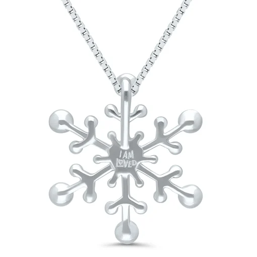 Diamond Accent Snowflake Pendant In Sterling Silver And 14K Rose Gold