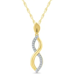 Diamond Accent Twist Infinity Pendant In 10K Yellow Gold