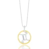 Diamond Accent Zodiac Disc Pendant In And 10K Yellow Gold