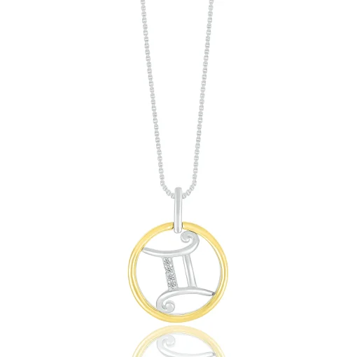 Diamond Accent Zodiac Disc Pendant In And 10K Yellow Gold