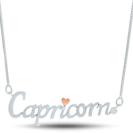 Diamond Accent Zodiac Pendant In And 14K Rose Gold