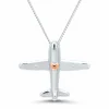 Diamond Airplane Pendant In Sterling Silver & 14K Rose Gold