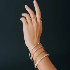 Diamond Alternating Bar Bangle Bracelet In Vermeil, 7