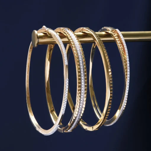 Diamond Alternating Bar Bangle Bracelet In Vermeil, 7" (1/5 Ct. Tw.)