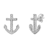 Diamond Anchor Stud Earrings In 10K White Gold (1/10Ct. Tw.)