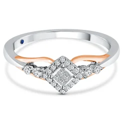 Diamond And Blue Sapphire Ring In 10K White And Rose Gold (1/7 Ct. Tw.)