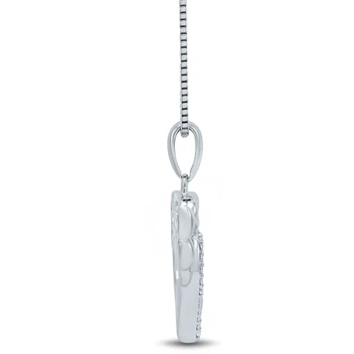 Diamond Angel Pendant With Heart In Sterling Silver & 14K Rose Gold