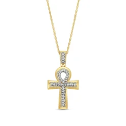 Diamond Ankh Pendant In 10K Yellow Gold (7/8 Ct. Tw.)