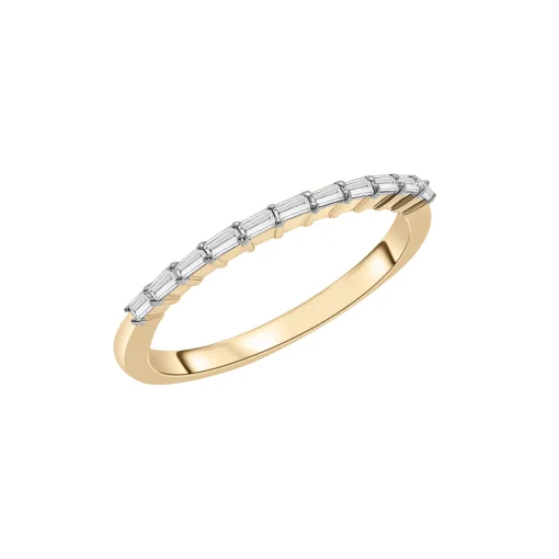 Diamond Baguette Horizontal Bar Ring In 14K Yellow Gold (1/7 Ct. Tw.)