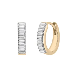 Diamond Baguette Oval Hoop Earrings In 14K Yellow Gold (1/3 Ct. Tw.)