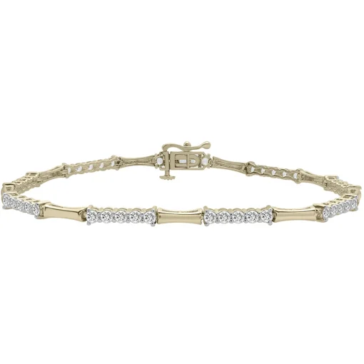Diamond Bamboo Bracelet In 10K Yellow Gold (2 Ct. Tw.)
