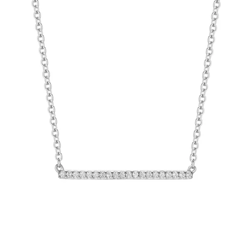 Diamond Bar Necklace In 10K White Gold (1/10 Ct. Tw.)