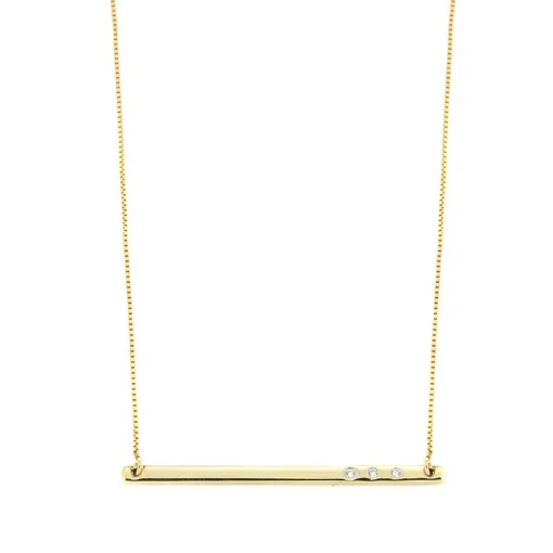 Diamond Bar Necklace In 10K Yellow Gold