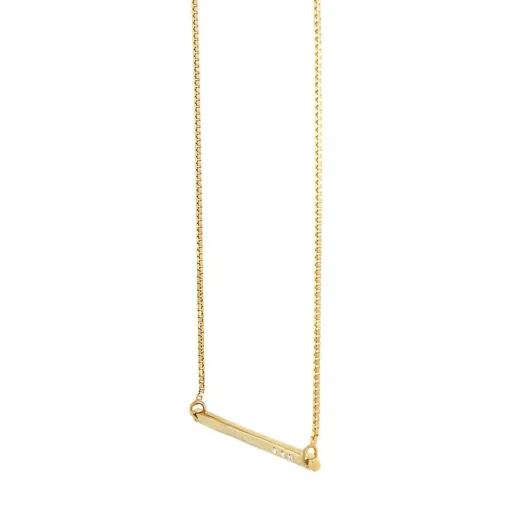 Diamond Bar Necklace In 10K Yellow Gold