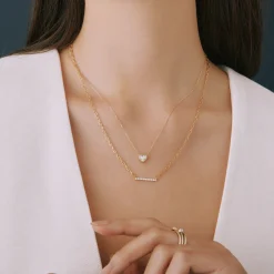 Diamond Bar Necklace In Vermeil (1/10 Ct. Tw.)