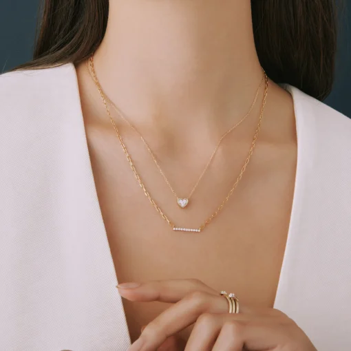 Diamond Bar Necklace In Vermeil (1/10 Ct. Tw.)