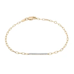Diamond Bar Paperclip Chain Bracelet In Vermeil (1/10 Ct. Tw.)