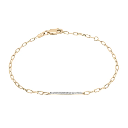 Diamond Bar Paperclip Chain Bracelet In Vermeil (1/10 Ct. Tw.)