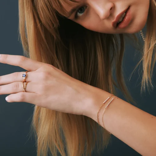Diamond Bar Paperclip Chain Bracelet In Vermeil (1/10 Ct. Tw.)
