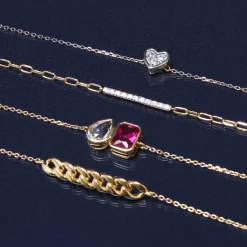 Diamond Bar Paperclip Chain Bracelet In Vermeil (1/10 Ct. Tw.)
