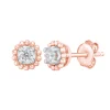Diamond Beaded Halo Earring In 10K Rose Gold (1/8 Ct. Tw.)