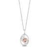 Diamond "Belle" Circle Rose Pendant In Sterling Silver & 10K Rose Gold (1/7 Ct. Tw.)