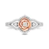 Diamond "Belle" Rose Ring In Sterling Silver & 10K Rose Gold (1/5 Ct. Tw.)