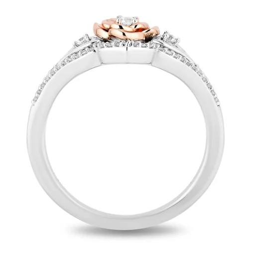 Diamond "Belle" Rose Ring In Sterling Silver & 10K Rose Gold (1/5 Ct. Tw.)