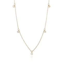 Diamond Bezel Dangle Necklace In 10K Yellow Gold (1/4 Ct. Tw.)